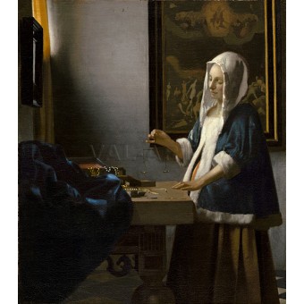 Жена държаща везна (1662–1663) РЕПРОДУКЦИИ НА КАРТИНИ